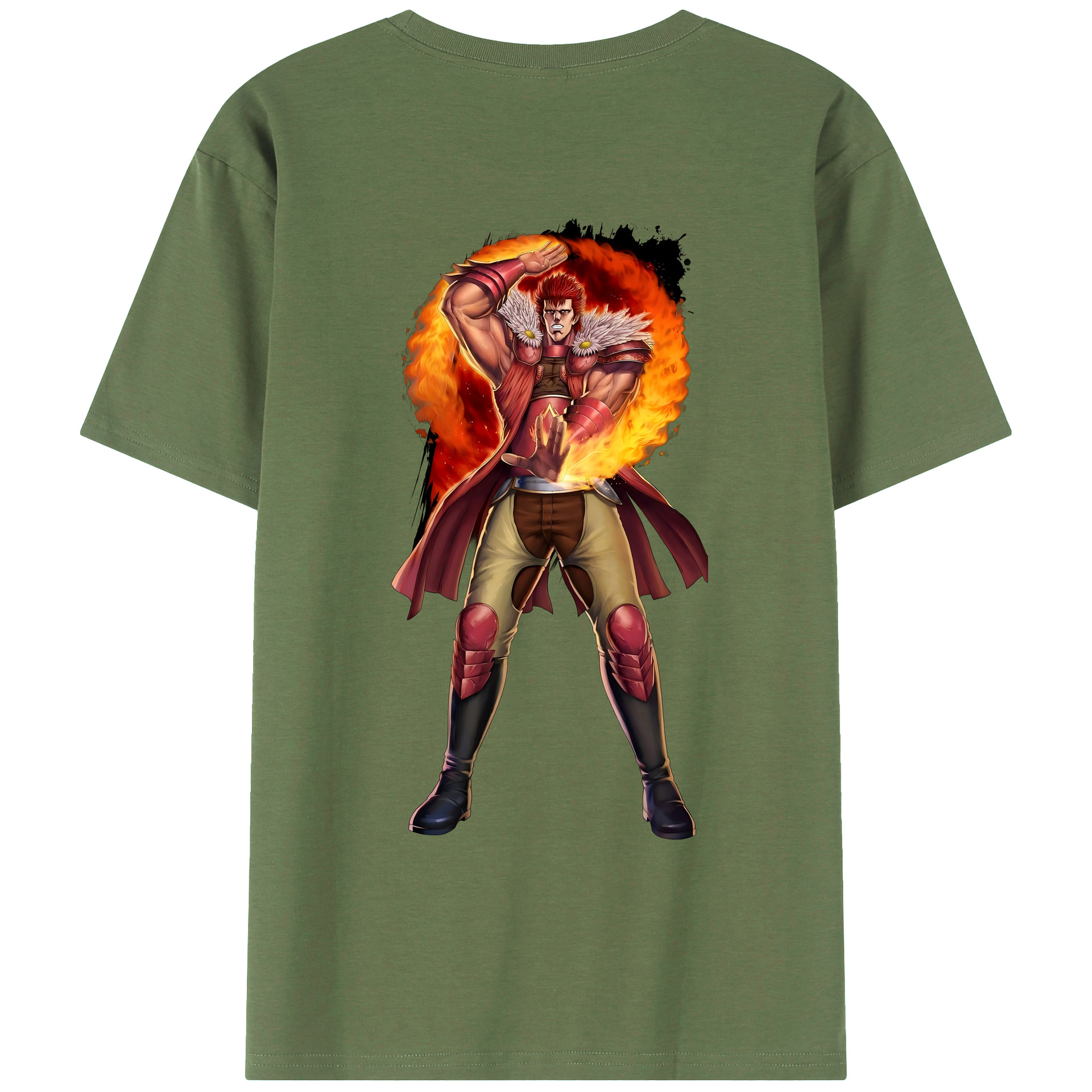 （画像用） 北斗の拳 Fist of the North Star 綿100％ メンズ半袖Tシャツ（バックプリント） 通気性